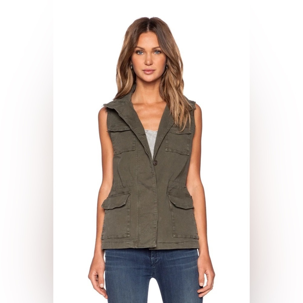 New J Brand Arden Sleeveless Military Jacket Jungle Green Sz Xs